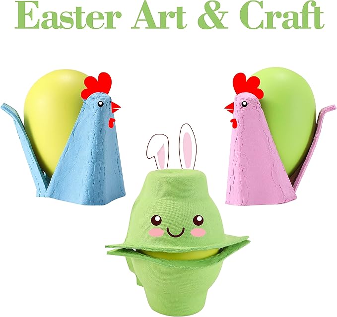 Half Dozen Egg Cartons 24 Pack, Colorful Blank Natural Pulp Egg Holder 6 Count for Chicken Eggs Reusable, Easter Color Storage Box for Holds Up to Six Container Basket Cardboard Paper, 24 Labels