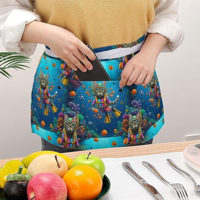 Unisex Half Waiter Waist Short Apron Waterproof Chef Works Waitress Aprons