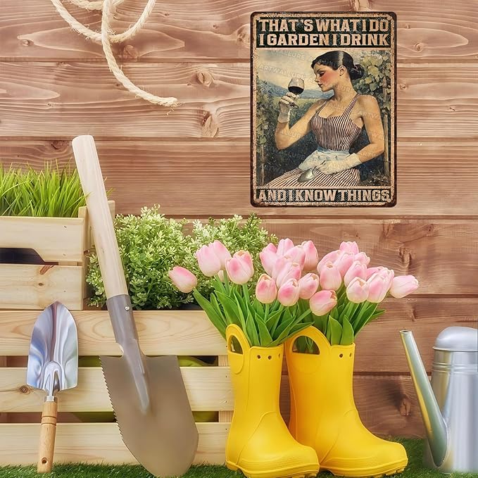 ARTWALLURE Vintage Gardening Tin Sign That's What I Do I Garden Metal Tin Sign for Home Garden Greenhouse Living Room Bedroom Outdoor Decor 12x16inch