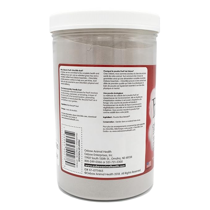 Oxbow Poof! Chinchilla Dust Bath,100% Natural Blue Beauty Dust for Chinchillas,Degus,Gerbils,and Hamsters,Small Animal Grooming,Natural Dusting Powder,2.5 lbs Jar,(Pack of 6)