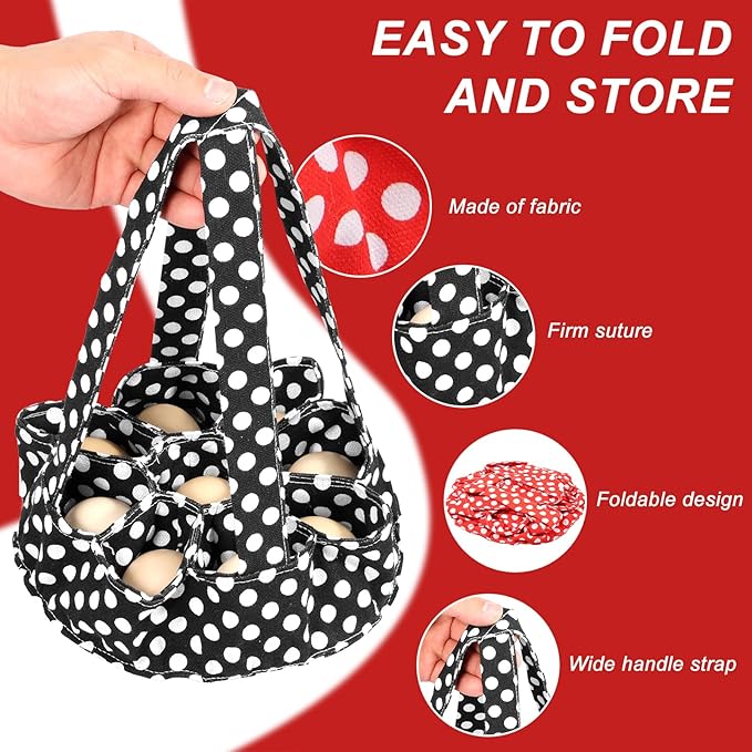 2Pcs 8.6 inCloth Egg Collecting Basket Bag with 9 Compartments, Anti Vibration Eggs Gathering Bag, Cushioning Container Basket, Durable Canvas Apron Egg Holder for Duck, Chicken, Goose Eggs Collection