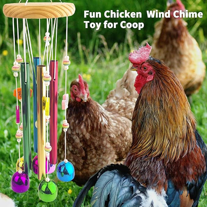 Chicken Toys for Coop, Colorful Chicken Wind Chime Enrichment Toys, Hanging Chick Peck Toy with Bells, Coop Accessories Toy for Hens Chicks Poultry