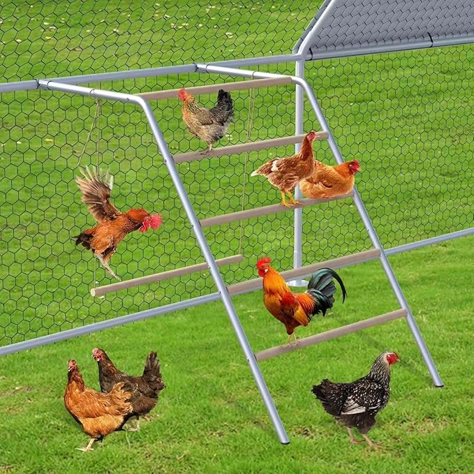 Chicken Perch for Coop with Swing & Roosting Bars, Ladder - Perfect for Backyard Poultry - Easy Installation & Cleaning (55'' L x 41'' W)