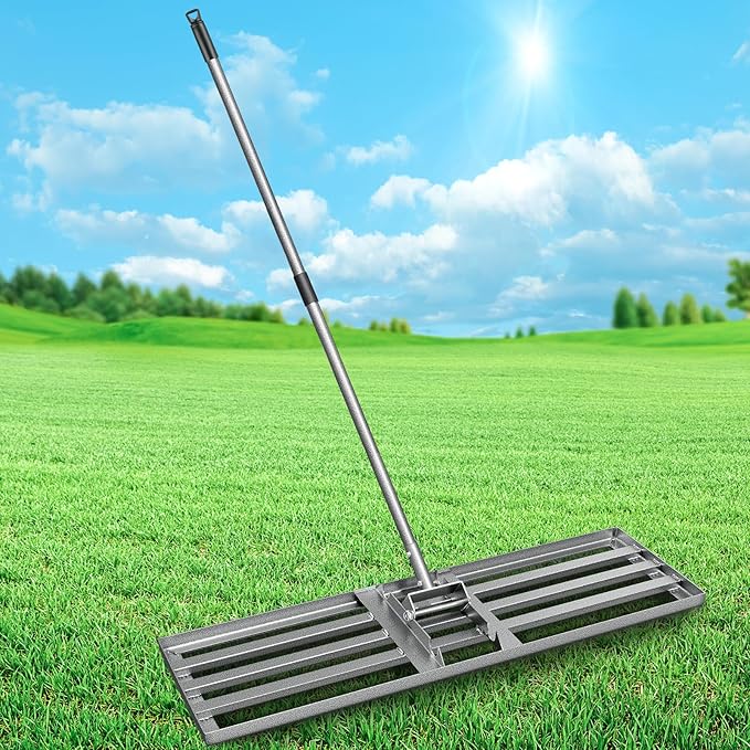 Lawn Leveling Rake, 36"x10" Heavy Duty Leveling Rake for Soil, Sand, Compost, Gravel, Steel Lawn Leveler with Adjustable Handle, Level Yard Tool for Backyard, Garden, Farm, Golf Course