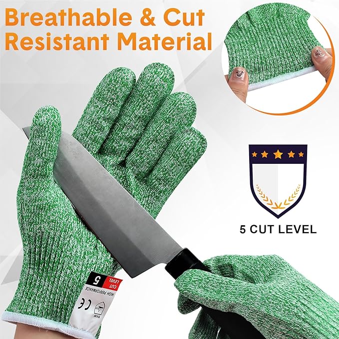 Hercicy 12 Pairs Cut Resistant Gloves Level 5 Protection Safety Cutting Kitchen Cuts Gloves for Chefs Garden