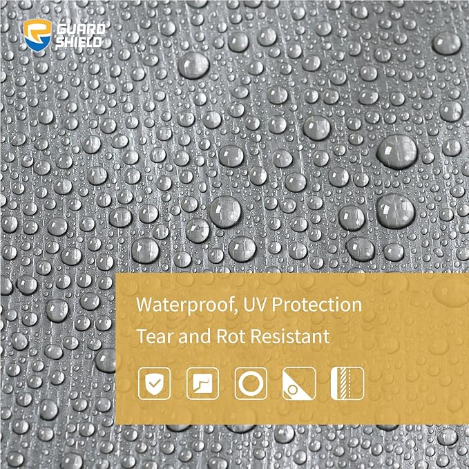 GUARD SHIELD Tarps Heavy Duty Waterproof 10x20 Feet Silver/Black Poly Tarp Cover Outdoor Thick UV Resistant Tarpaulin with Grommets 10mil (2-Pack)