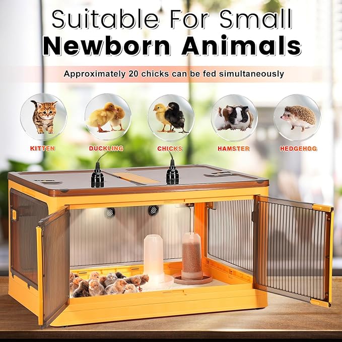 142L Chicken Brooder Box for Chicks Kit with Heater Chicks Warmer Brooder Plate Ducks Tent Pen Thermometer for 30 Ducks Bedding Indoor Quail Brooder (142L)