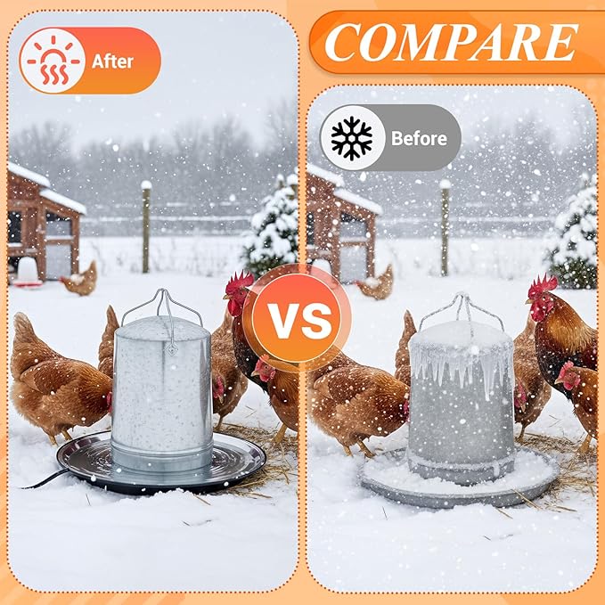 2 PCS Chicken Water Heater for Winter 110V 38W Poultry Drinker Heater Base Surface Temperature can Reach About 140 Fahrenheit Degree Chicken Waterer Electric Deicer Heated Base(Black)