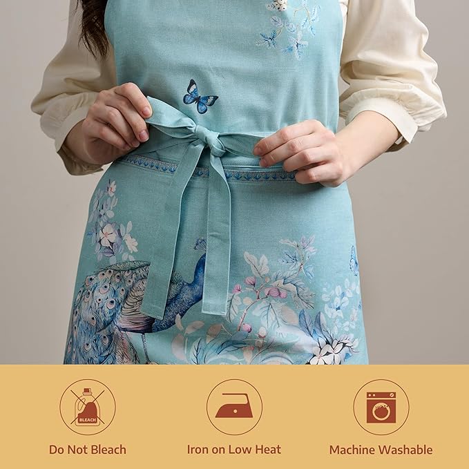 Maison d' Hermine 100% Cotton Apron for women with Pocket Kitchen Chef Apron for Men Cooking Easter Decorations