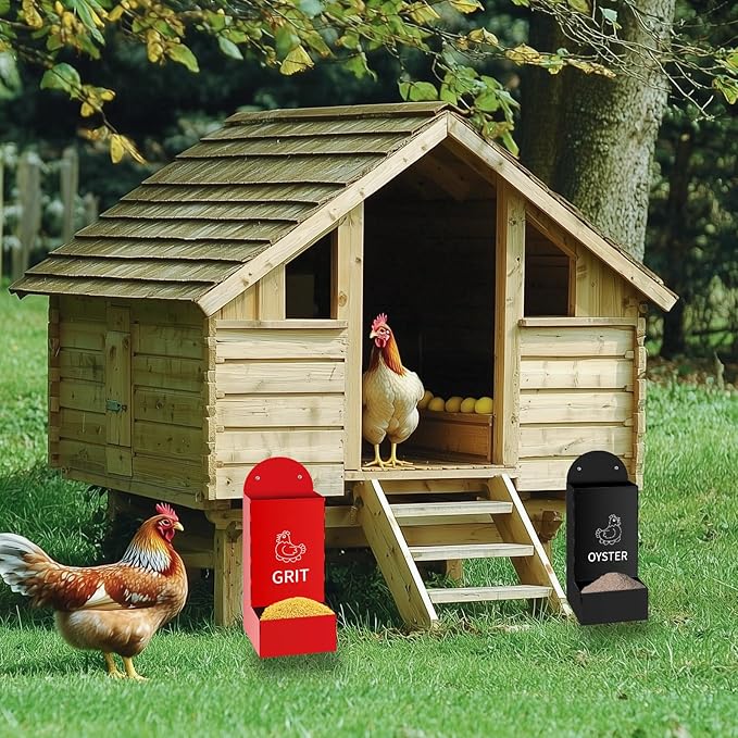 2-Pack Metal Chicken Grit and Oyster Shell Feeder with Drainage Holes -Perfect Backyard Coop Accessory