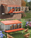 Chicken Nesting Boxes, 4 Hole Metal Rollaway Nest Box for Laying Hens with Cleanable Pull-Out Trays Wall Mount or Placed Design for Easy Egg Collection & Cleaning(Includes Legs)