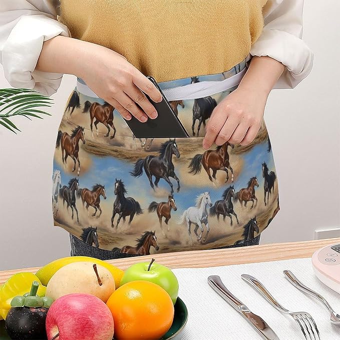 Short 3 Pockets Waist Waiter Waitress Half Apron Waterproof Chef Aprons