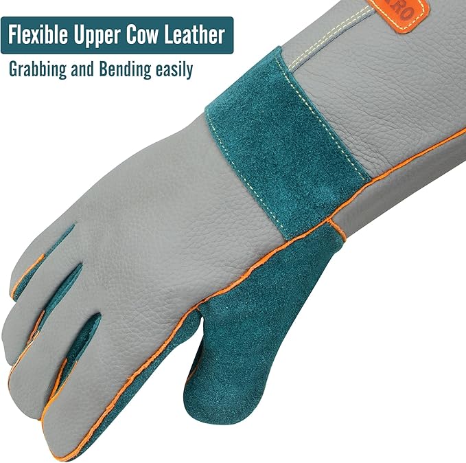 BEETRO 932℉ Heat Resistant Forge/Mig/Stick Welding Gloves for Oven/Grill/Fireplace/Furnace/Stove/Pot Holder/Wood Burner