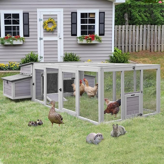 Chicken Coop Large Wooden Chicken House for Outdoor 103" Poultry Cage with Nesting Box, 4-6 Chickens