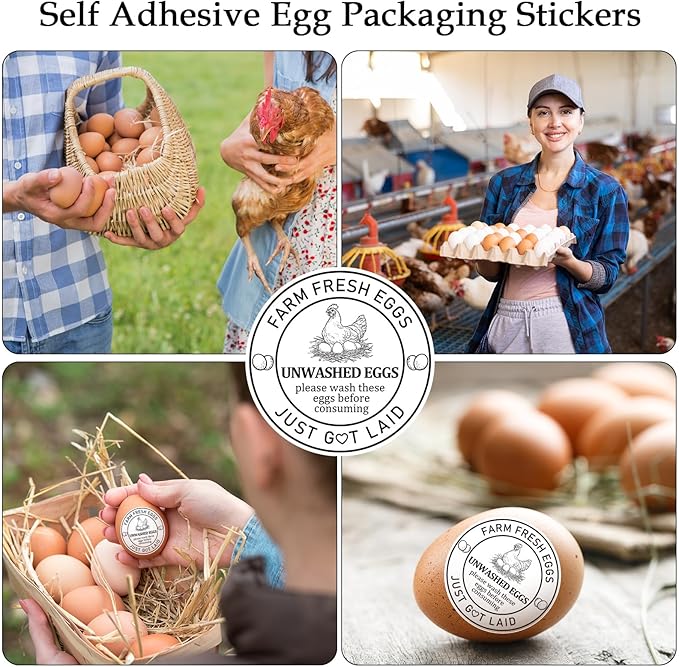 Louise Maelys 2Inch Eggs Stickers 500Pcs Farm Fresh Egg Stickers,Unwashed Eggs Labels Perfect for Small Businesses and Farm Farmers Markets