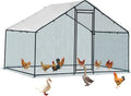 Outvita Chicken Coop, 6.5×10 FT Large Metal Chicken House, Poultry Habitat Cage with Waterproof Cover, Walk-in Chicken Run Pen for Small Animals Yard Farm Patio（Black Electrophoresis Process）