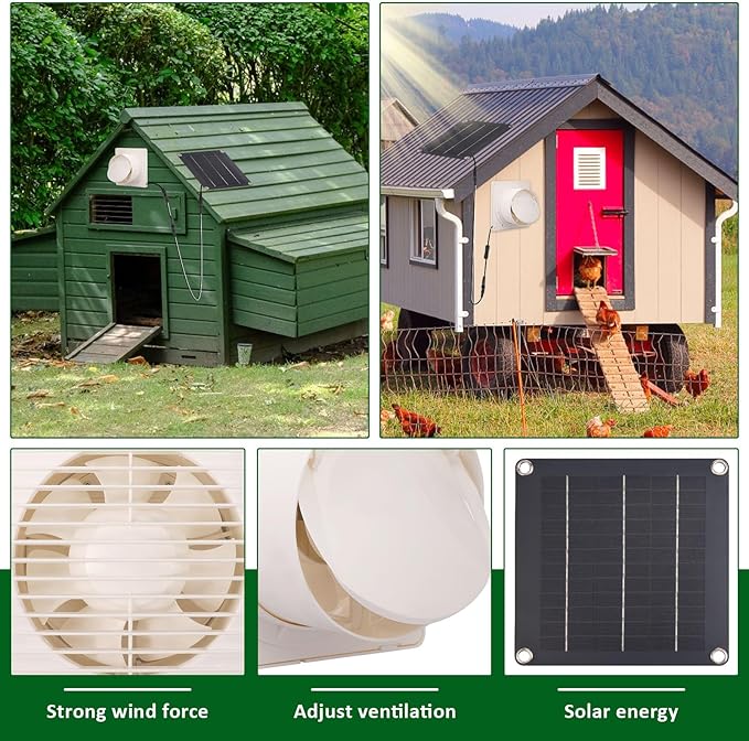 Solar Powered Exhaust Fan for Chicken Coop, Solar Powered Fan for Dog House, Waterproof Solar Exhaust Fan, Solar Ventilation Fan, Solar Fan for Chicken Coop
