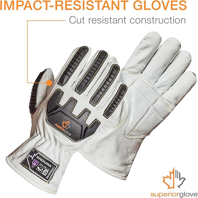 Superior Glove Endura Goatskin Leather Work Gloves Arc Flash Cut Resistant Safety Hand Protection