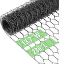 Chicken Wire 13.7 in x 236 in Poultry Wire Netting Hexagonal Galvanized Mesh Garden Fence Barrier for Pet Rabbit Chicken Fencing (PVC-Coated)