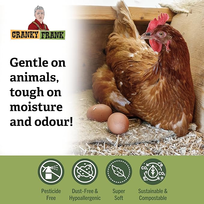 Cranky Frank Chicken Hemp Bedding - 75 Usable Liters, 20 LB - All Natural, Dust-Free, Bedding for Chickens and Pets - Super Absorbent
