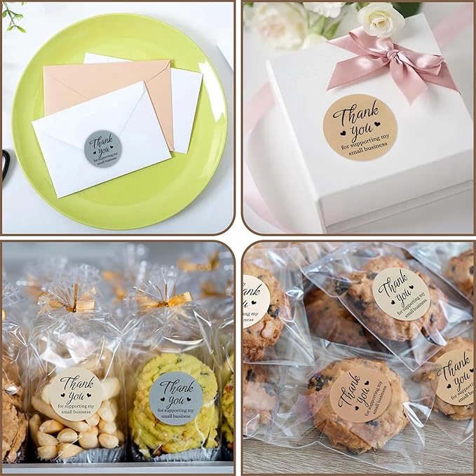 500 Pcs Thank You Stickers for Small Business, 2 Inches Self-Adhesive Elegant Round Seal for Envelopes, Party Favor