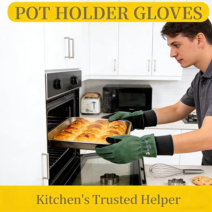 Work Gloves, Puncture and Abrasion Resistant, Heat Resistant, Gardening, Welding, Construction, Cooking, Oven Mitts