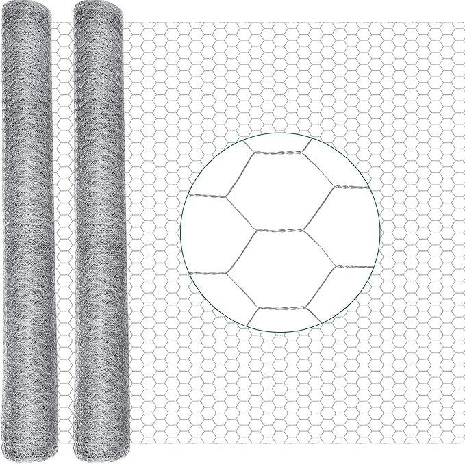 72 in x 200 ft Chicken Wire Fencing Metal Floral Chicken Wire Mesh for Crafts Poultry Garden, 1 Inch Hexagonal Galvanized Hardware Cloth Netting for Poultry Coop Barrier Rabbit Cage(Silver)