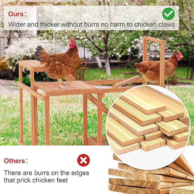 Chicken Perch Chicken Toys for Coops with Bird Swing, Ramp, Platform, Food Storage Easy to Clean, Suitable for coop Backyard Farms 34.5" x 27.5" x 31.5"
