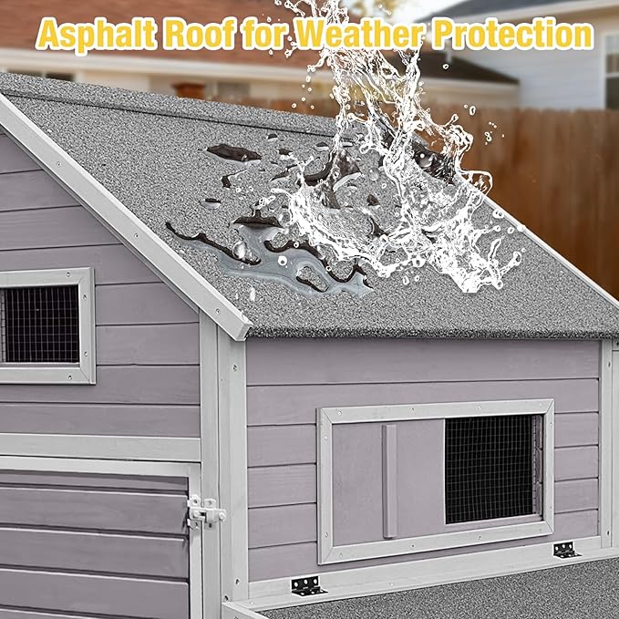 Extra Large Wooden Chicken Coop with Run, 6 Nesting Boxes & 6 Perches – Spacious Housing for 8-10 Chickens (134.5''L*59''W*62.4''H)
