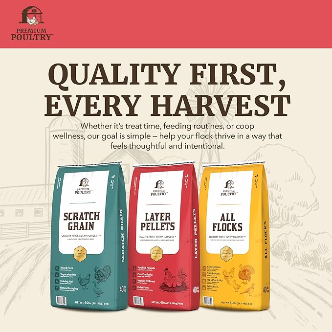 Layer Pellets Chicken Feed, 16% Protein with Pre and Probiotics for Laying Hens, Supports Digestion & Egg Production, 40 Pounds