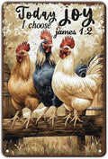 Funny Chicken Farm Animal Tin Sign Retro Metal Wall Decor Vintage Today I Choose Joy Wall Art Poster for Home Outdoor Garden Chicken Coop Farm Decor Gift 12x8 Inch