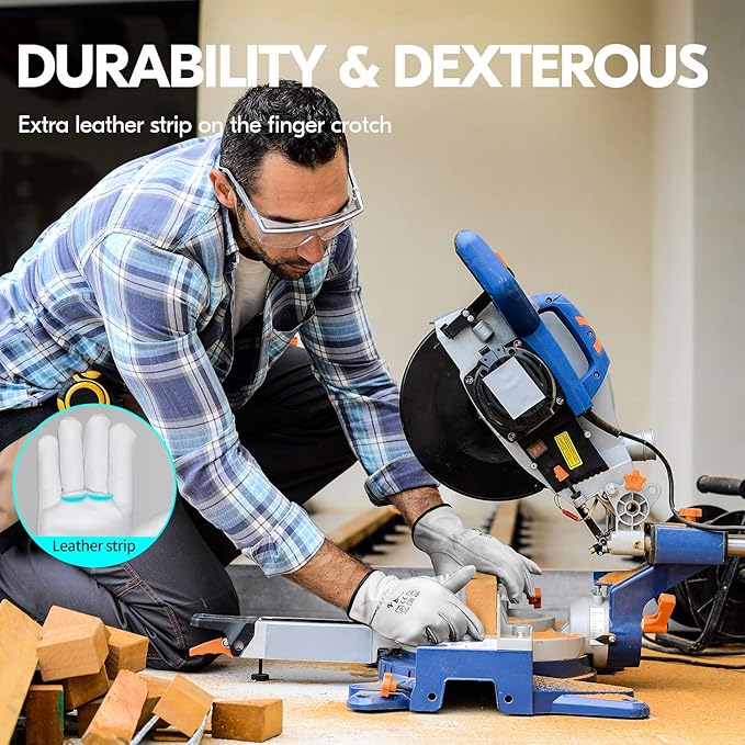 Vgo... Cutproof Gloves,Cut Resistance ANSI A3,Touchscreen,Mechanic Gloves,Goat Leather