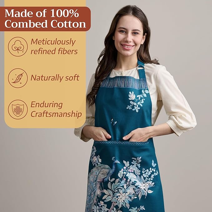 Maison d' Hermine 100% Cotton Apron for women with Pocket Kitchen Chef Apron for Men Cooking Easter Decorations