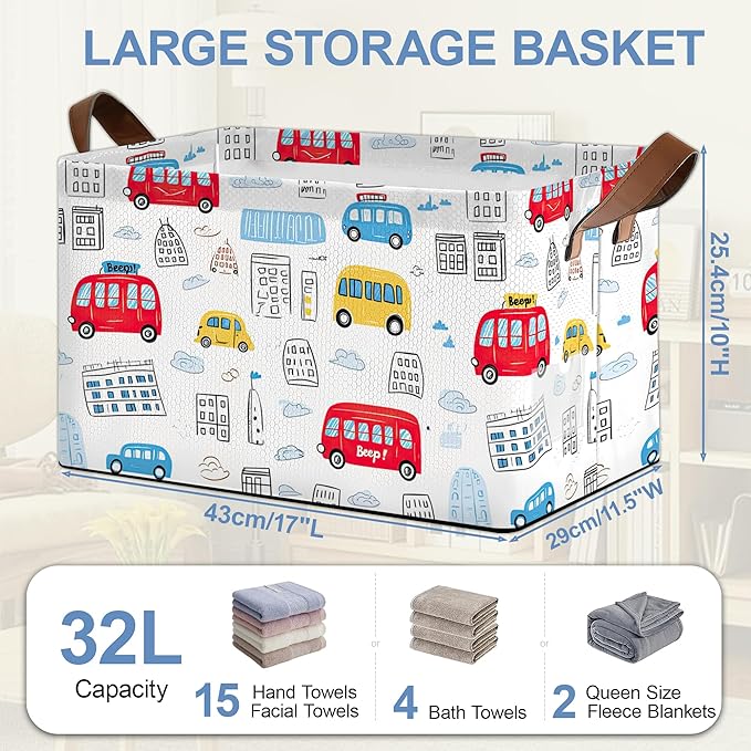 Car Storage Basket,Collapsible Storage Bin Cubes for Living Room Bedroom Blankets Home Storage 17x11.5x10Inch