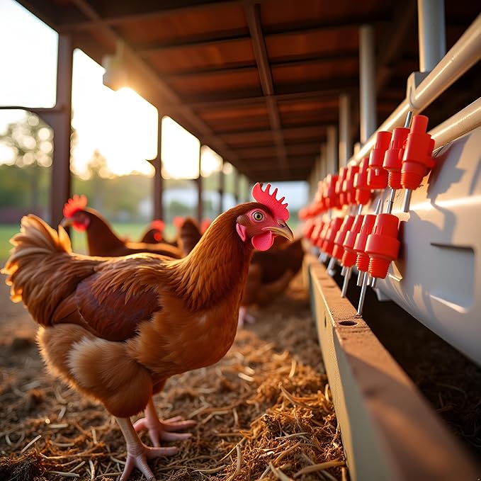 10Pcs Red Automatic Poultry Easy Installation Watering Nipples Chicken Drinkers,Easy to Clean and Store Chicken Waterer Nipples,Poultry Feeding and Watering Supplies