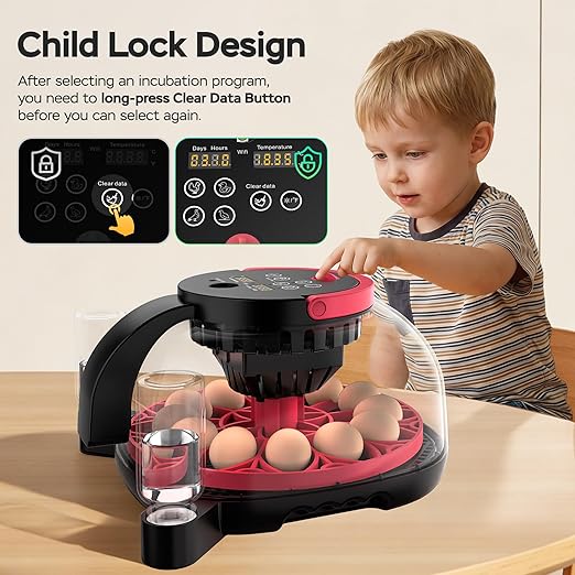 Incubators for Hatching Eggs with Automatic Egg Turning and Humidity Control, with Remote APP Control, 12 Egg Capacity, for Chicken Duck Pigeon Quail