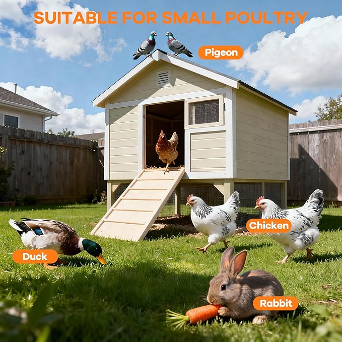 7W Solar Powered Automatic Large Chicken Coop Door with 4 Mode LCD Display, 49ft Remote Control, Timer, Light Sensor, USB-C Charger, Weatherproof Aluminum Alloy Door Applicable to Poultry Duck Coop