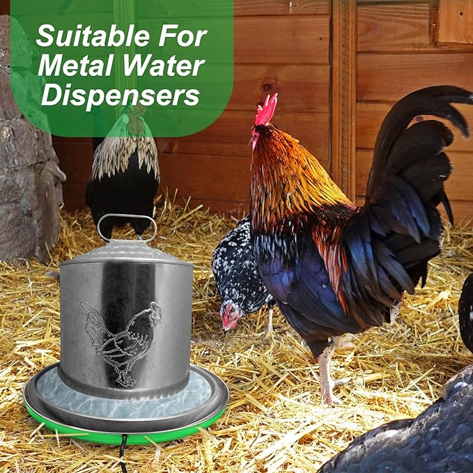Chicken Water Heater for Winter Chicken Heated Waterer Base 110v 38w Surface Temperature Can Reach About 140 Fahrenheit Degree Poultry Drinker Electric Water Base(8.3 x 8.3 Inches,Green)