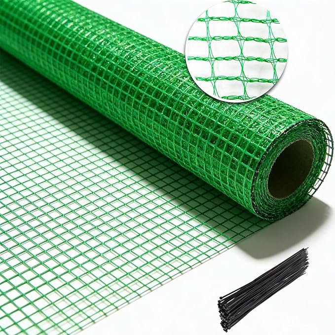 Garden Fence Temporary Fence, 4'x100' with 50 Zip Ties, Plastic Fencing Safety Fence Snow Fence, Construction Fencing for Yard, Deer, Pet, Rabbits, Chicken, Dogs, Animal Barrier, Green