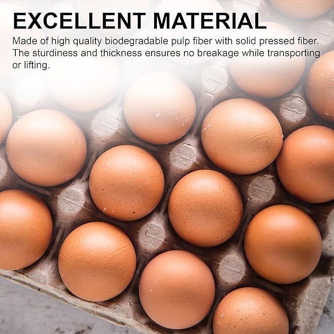 MT Products Pulp Fiber Egg Flat Cartons Holds 30 Eggs - Egg Crate for Chicken Farm (Pack of 15) - Made in the USA