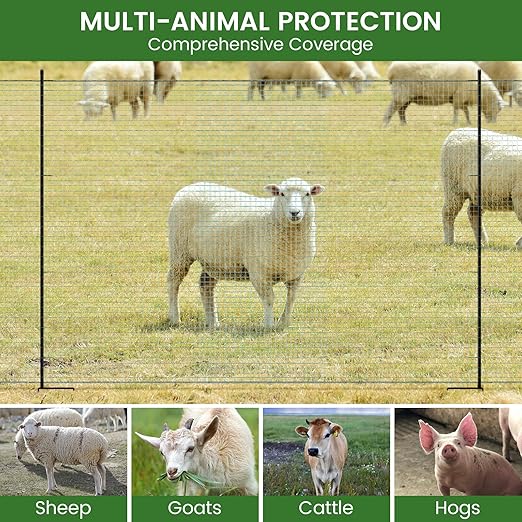 Non Electric Fence Netting, 40in x 100ft Nylon Portable Movable Livestock Nets Mesh for Chickens,Goats, Sheep, Dog, All-Purpose Fencing for Backyard Homesteader Farm Ranche