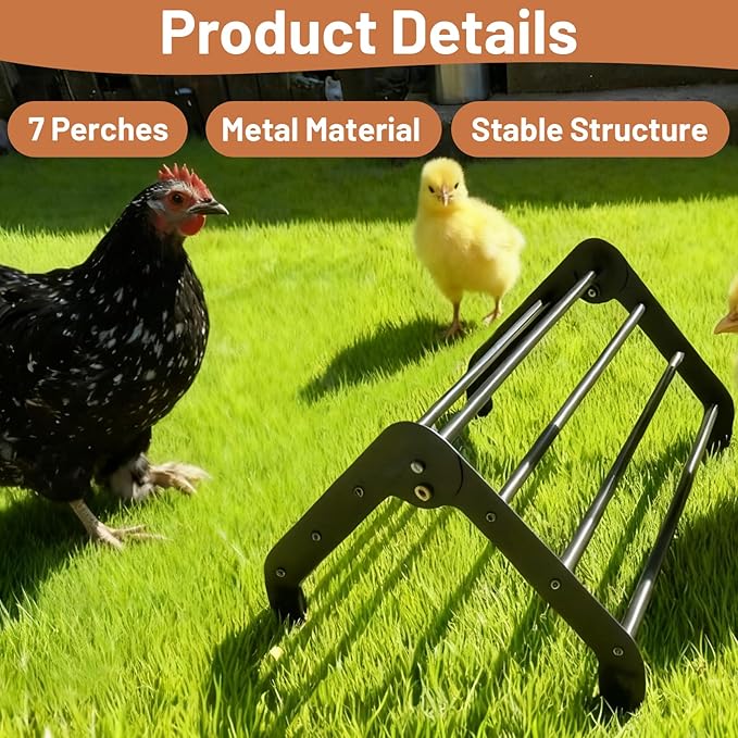 Adjustable 7 Bar Design Chicken Roosting Bars, Stable Chick Perch for Coop & Brooder, Chicken Jungle Gym Fun Enrichment Toys for Chicks & Hens, Training Roosting Stand Poultry Coop Accessories