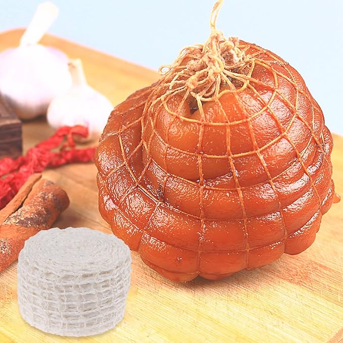 5m Meat Netting Roll,Size 18,Elastic Smoked Meat Poultry Ham Netting Meat Butcher Twine Net Roll Wrapping Net,Beef Netting Roll for Meat Cooking Meat Sausage Making