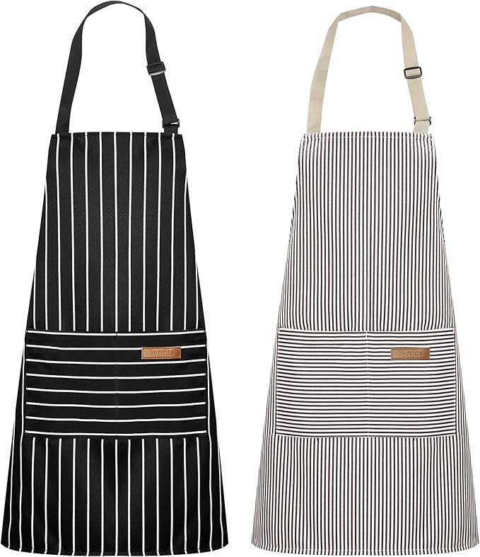 Syntus Adjustable Bib Apron with 2 Pockets Cooking Kitchen Aprons for Women Men Chef