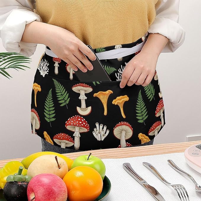 Half Apron with 3 Pockets Chef Cooking Kitchen Restaurant Aprons for Women Men