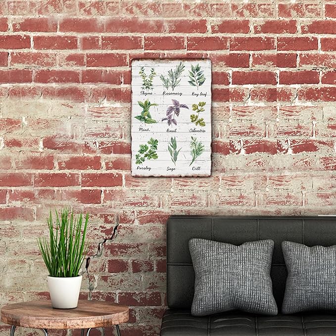 Sanwarm Metal Sign 8X12 Inch, Herbs Sage Green Mint Green Vintage Tin Sign Wall Art Decor for Home, Living Room, Kitchen, Garden, Bedroom, Office, Hotel, Cafe And Pub Decoration