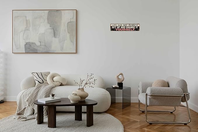 Life Has No Remote Metal Sign 4x16in Inspirational Farmhouse Plaque for Kitchen Bedroom Living Room Wall Decor