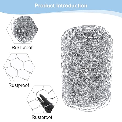 Floral Chicken Wire for Craft 3.93x118 Inch Poultry Netting Garden Mesh Netting Hexagonal Floral Wire Nettings for Florals Arrangements Craft Galvanized Coop Barrier Rabbit Cage Silver