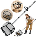 Chicken Poop Scooper & Rake 2-in-1, Pooper Scooper with Large Sifting Shovel, Adjustable Stainless Steel Handle (24"-68"), Chicken Coop Litter Scoop & Cleaning Tool for Farm Animals