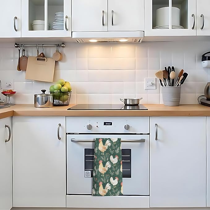 Chicken Floral Kitchen Dish Towels for Bathroom Decor,Farmhouse Cottage Core Decor Kitchen Hand Dish Towels Bathroom, Chicken Gifts for Women Mom Lady,16x24 Inch